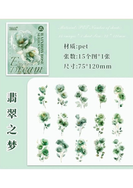 O10-15 Adet Çiçek Pet Sticker - Renk : Turuncu modelleri