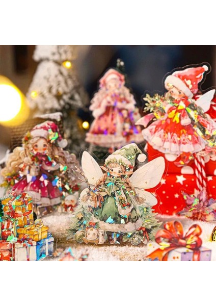 P16-15 Adet Hologramlı Christmas Kız Pet Sticker - Numara : 2
