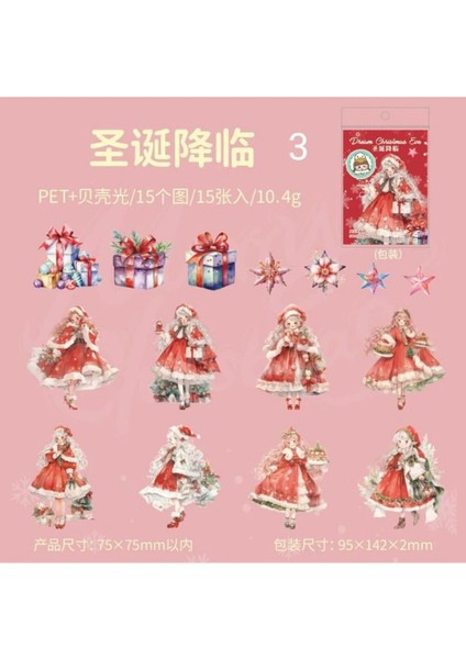 P16-15 Adet Hologramlı Christmas Kız Pet Sticker - Numara : 2 fırsatları