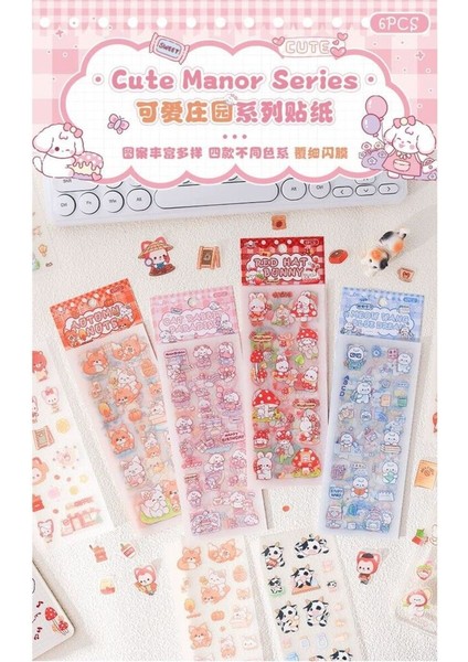D5-6 Sayfa Kawaii Hayvan Pet Sticker - Renk : Mavi