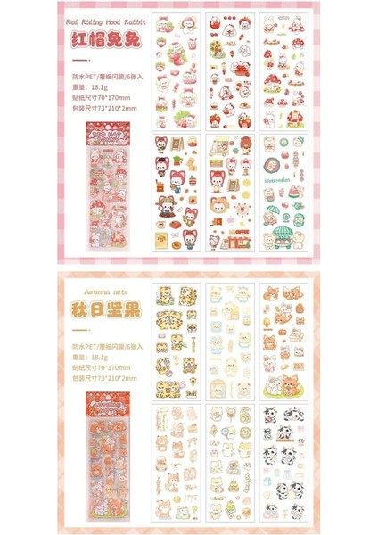 D5-6 Sayfa Kawaii Hayvan Pet Sticker - Renk : Mavi modelleri