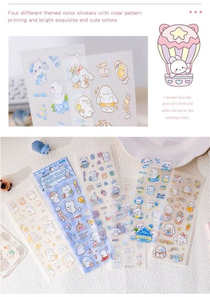D5-6 Sayfa Kawaii Hayvan Pet Sticker - Renk : Mavi indirimleri