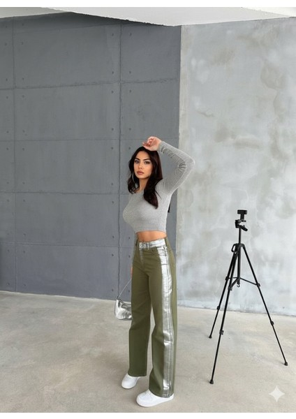 Gabardin Palazzo Pantolon - Haki