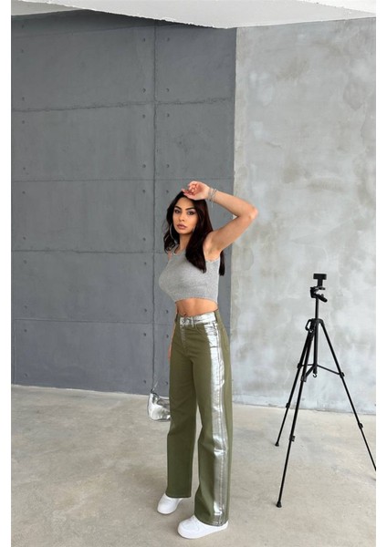 Gabardin Palazzo Pantolon - Haki modelleri