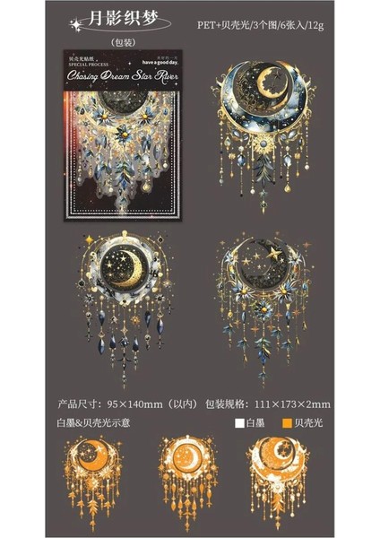 E5-6 Adet Hologramlı Buyuk Pet Sticker - Renk : Yesil modelleri