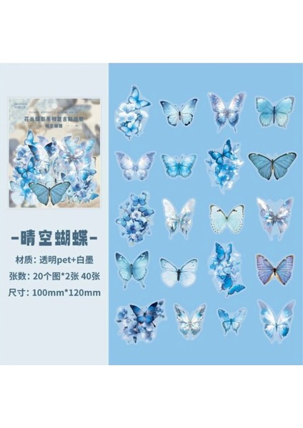 W1-40 Adet Kelebek Pet Sticker - Renk : Mor fırsatları