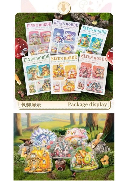 O14-10 Adet Simli Evler Pet Sticker - Renk : Kırmızı fiyatları