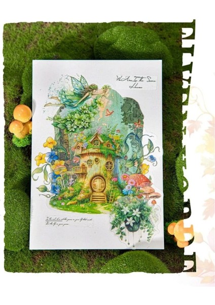 O14-10 Adet Simli Evler Pet Sticker - Renk : Kırmızı indirimleri