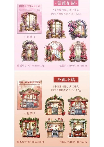 L5-10 Adet Hologramli Pet Sticker - Renk : Pembe fırsatları