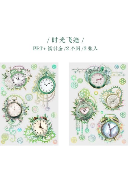 E1-2 Sayfa Yaldızlı Saat Pet Sticker - Renk : Kırmızı modelleri