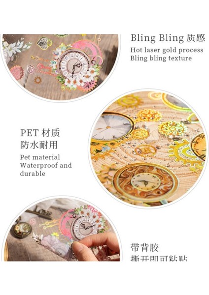 E1-2 Sayfa Yaldızlı Saat Pet Sticker - Renk : Kırmızı fırsatları