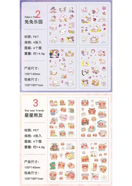 E3-4 Sayfa Sevimli Hayvanlar Pet Sticker - Numara : 5 modelleri