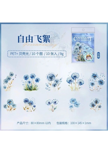 O15-10 Adet Hologramlı Karahindiba Pet Sticker - Renk : Kırmızı fırsatları