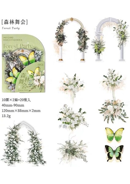 L11-20 Adet Pet Sticker Cicek Kemer - Renk : Yesil