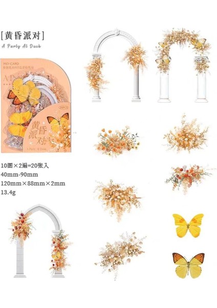 L11-20 Adet Pet Sticker Cicek Kemer - Renk : Yesil fiyatları