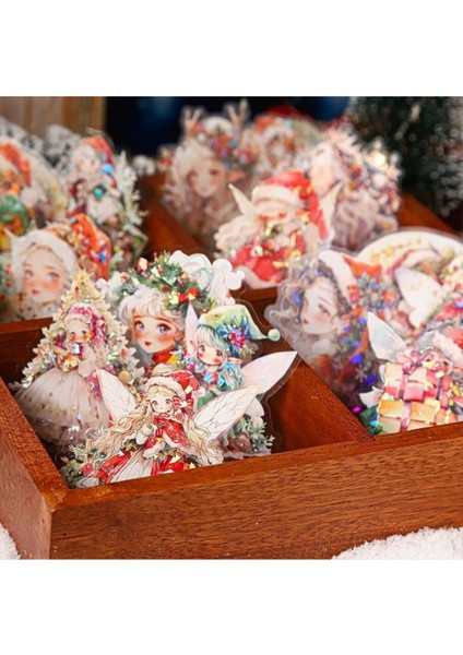 P16-15 Adet Hologramlı Christmas Kız Pet Sticker - Numara : 5 indirimleri