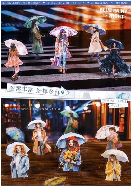 P17-15 Adet Şemsiyeli Kız Pet Stıcker - Numara : 1