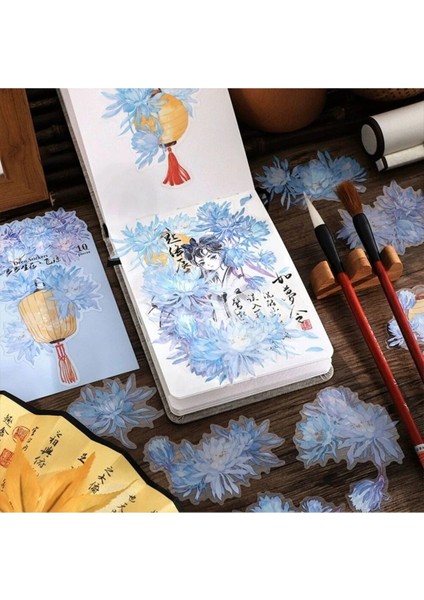 O17-10 Adet Cin Tarzı Cicekler Pet Sticker - Renk : Siyah indirimleri