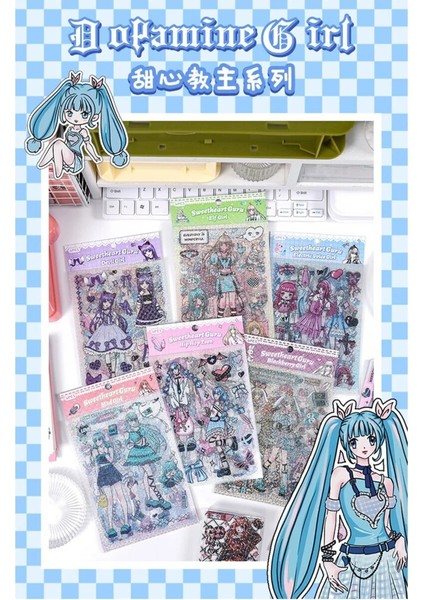 E5-6 Sayfa Tatlı Kız Pet Sticker - Numara : 2 modelleri