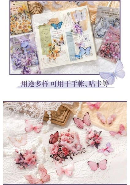 W1-40 Adet Kelebek Pet Sticker - Renk : Mor indirimleri