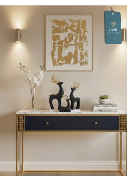 Luxury | The Trinity | Lüks 3'lü Geyik Kristal Küre, Boncuk Sim Detaylı Dekor Obje fiyatları