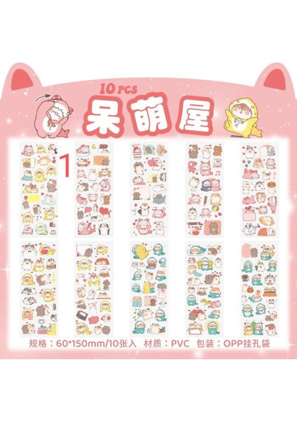 O10-10 Sayfa Kawaii Pet Sticker C - Numara : 2 modelleri