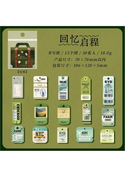 W3-30 Adet Label Tag Karton Sticker - Renk : Yesil fırsatları