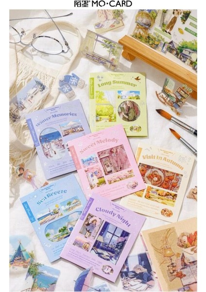 W3-40 Adet El Çizimi Pet Sticker - Numara : 4