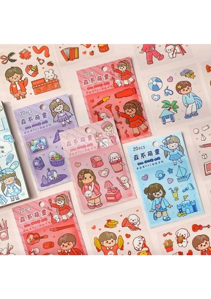 D5-20 Sayfa Kawaii Pet Sticker-Mavi