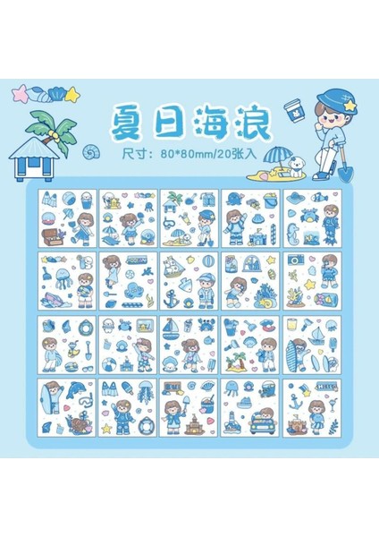 D5-20 Sayfa Kawaii Pet Sticker-Mavi fiyatları