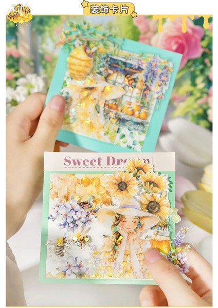 O15-15 Adet Hologramlı Arı Pet Sticker - Renk : Mor