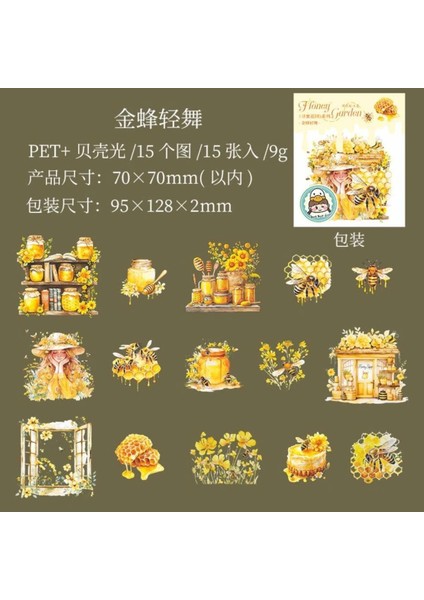 O15-15 Adet Hologramlı Arı Pet Sticker - Renk : Mor fiyatları