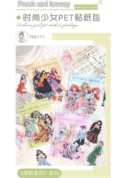 W7-20 Adet Kız Pet Sticker - Renk : Yesil