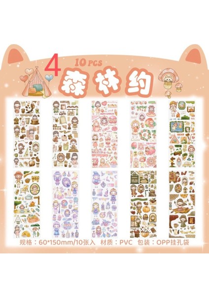 O10-10 Sayfa Kawaii Pet Sticker A - Numara : 4 indirimleri