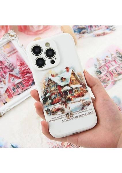 P11-10 Adet Karlı Ev Pet Sticker - Renk : Pembe indirimleri