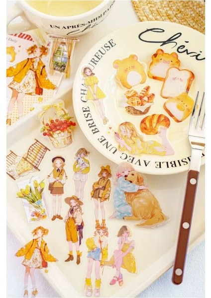 P1-40 Adet Kız Pet Sticker - Renk : Turuncu fırsatları