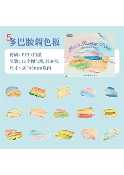 W4-30 Adet Boya Pet Sticker - Numara : 5 modelleri