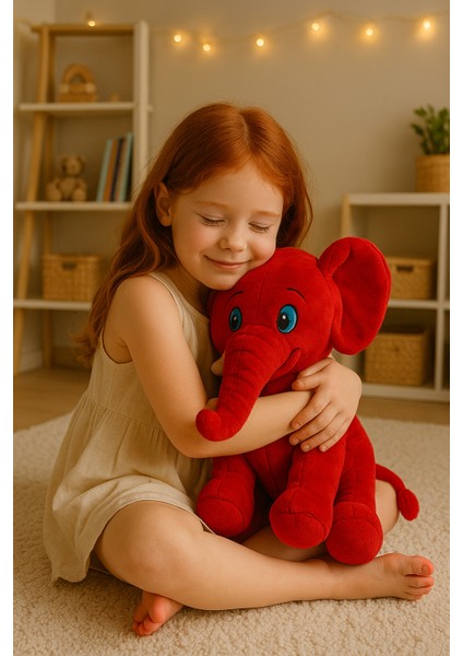 Kırmızı Fil Peluş Oyuncak 20×17 cm – Çocuk Odası Dekoru, Sevimli Bebek Hediyesi, Yumuşak Peluş Figür modelleri