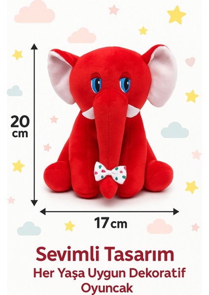 Kırmızı Fil Peluş Oyuncak 20×17 cm – Çocuk Odası Dekoru, Sevimli Bebek Hediyesi, Yumuşak Peluş Figür fırsatları