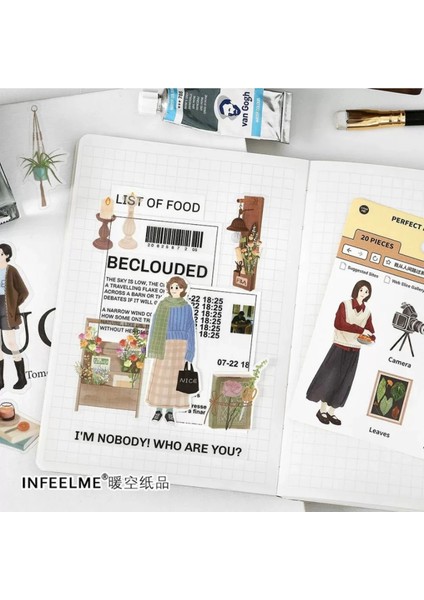 W3-20 Adet Kız ve Eşya Ajanda Sticker - Numara : 6