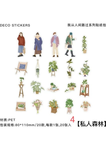 W3-20 Adet Kız ve Eşya Ajanda Sticker - Numara : 6 modelleri