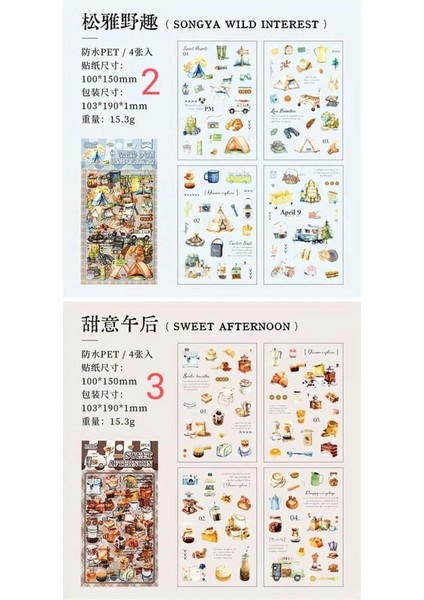 E1-4 Sayfa Kahve Temali Pet Sticker - Numara : 2 modelleri