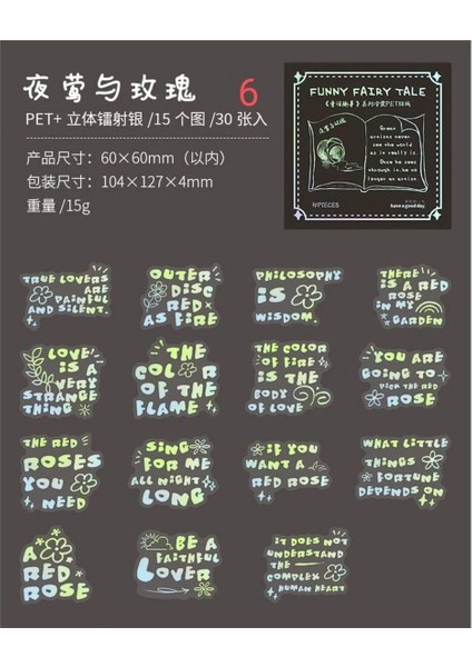 O1-30 Adet Gümüş Yazılar Pet Sticker - Numara : 4 fırsatları