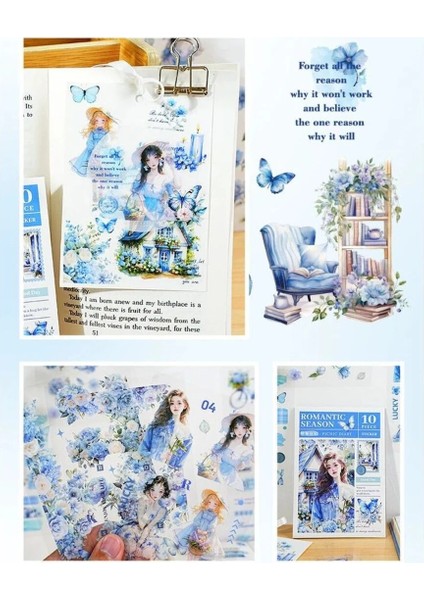 U3-10 Sayfa Pet Sticker Blok - Renk : Mavi indirimleri