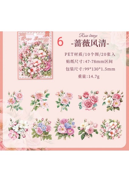 P10-20 Adet Canlı Cicekler Pet Sticker - Numara : 4 indirimleri