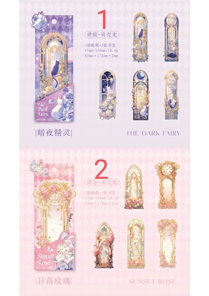 G12-5 Adet Pet Sticker 5 Adet Kitap Ayracı - Numara : 2 modelleri