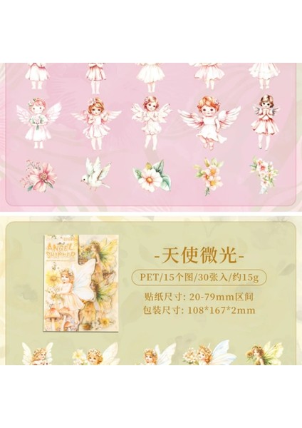 O16-30 Adet Peri ve Çiçek Pet Sticker - Renk : Mor modelleri