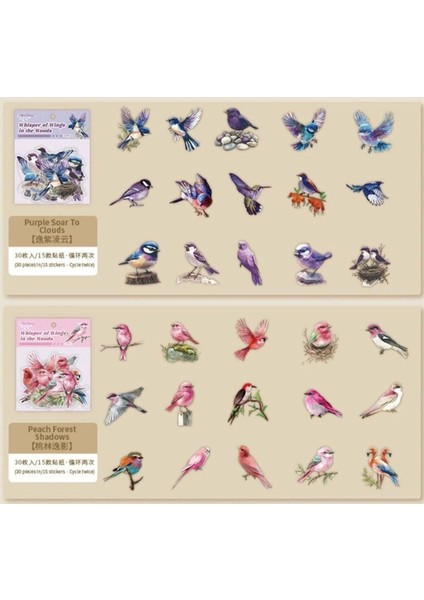 O14-30 Adet Kus Pet Sticker - Renk : Pembe modelleri