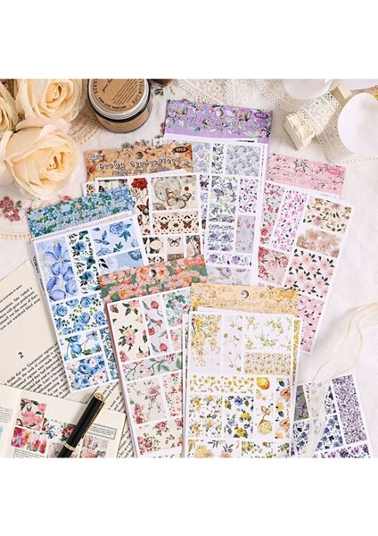 E3-4 Sayfa Çiçek Desenli Sticker - Renk : Kırmızı