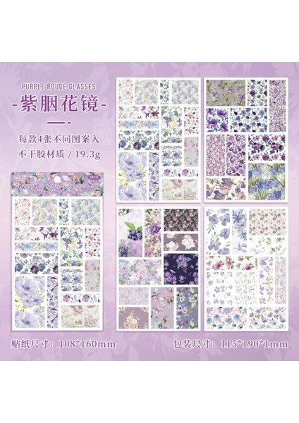 E3-4 Sayfa Çiçek Desenli Sticker - Renk : Kırmızı modelleri